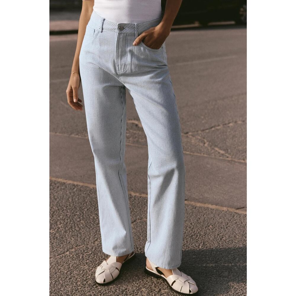 Zara Women's Straight-Cut Striped Trousers‎ Pants Size 2